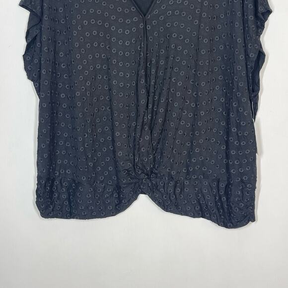 NEW INC International Concepts Blouse Women's Size 3X Black Eyelet Twist Front - Picture 4 of 8